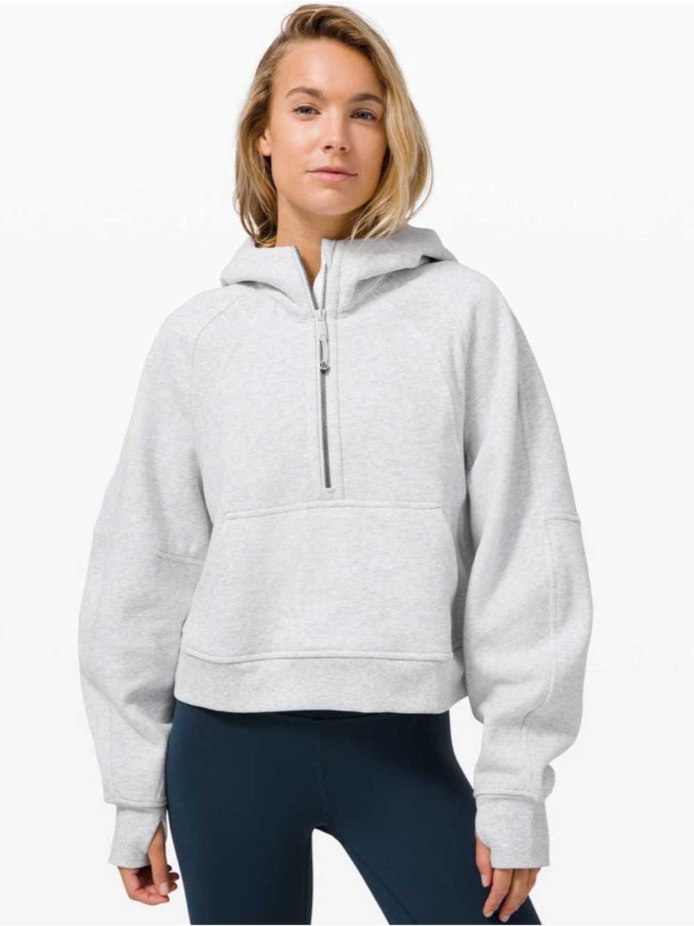 Lululemon Scuba Oversized 1/2 Zip Hoodie size XS/S light Gray